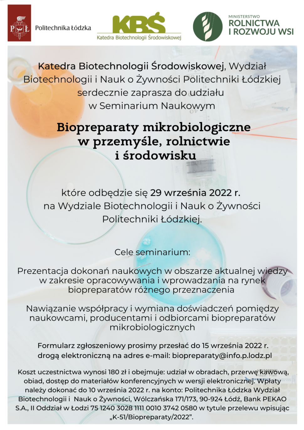 Seminarium Naukowe "Biopreparaty mikrobiologiczne w przemyśle, rolnictwie i środowisku”